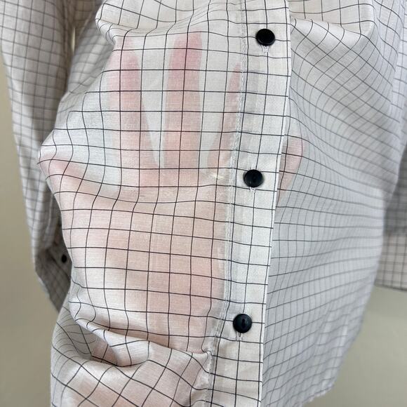 Modern Works Blouse women’s Long sleeve button down Semi-sheer plaid small NWT - Picture 4 of 7
